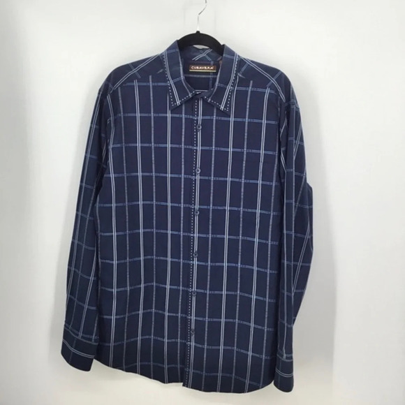 Cubavera Men’s Blue Striped Long Sleeve Shirt - Picture 1 of 6